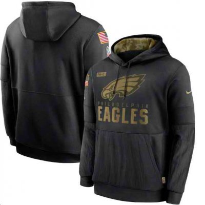 Men's Philadelphia Eagles 2020 Black Salute to Service Sideline Performance Pullover Hoodie