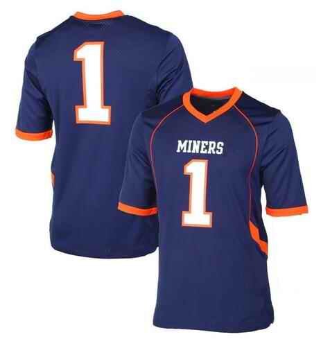 Men's UTEP Custom Navy Stitched Football Jersey