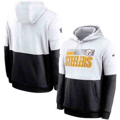 Men's Pittsburgh Steelers White/Black Sideline Impact Lockup Performance Pullover Hoodie