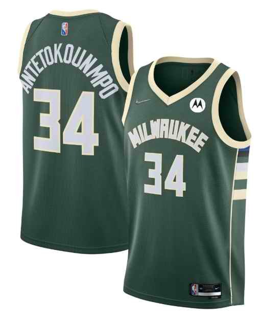 Men's Milwaukee Bucks #34 Giannis Antetokounmpo Green 2021/22 Icon Edition 75th Anniversary Swingman Stitched Jersey