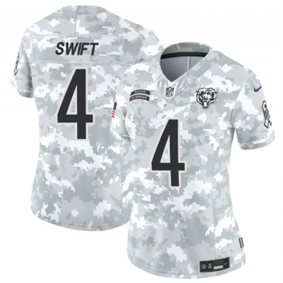 Women's Chicago Bears #4 D'Andre Swift 2024 F.U.S.E Arctic Camo Salute to Service Limited Stitched Football Jersey(Run Small)