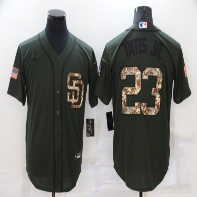 Men's San Diego Padres #23 Fernando Tatis Jr. Olive Camo  Cool Base Stitched Jersey