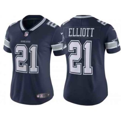 Women's Dallas Cowboys #21 Ezekiel Elliott Navy Vapor Untouchable Limited Stitched Jersey(Run Small'