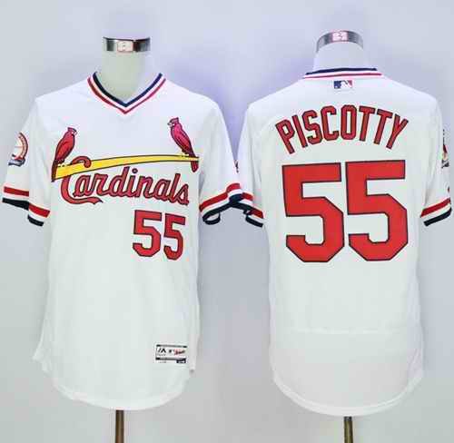 Cardinals #55 Stephen Piscotty White Flexbase Authentic Collection Cooperstown Stitched MLB Jersey