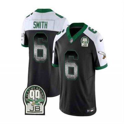 Men's Philadelphia Eagles #6 DeVonta Smith Black/White 2023 F.U.S.E. Throwback Vapor Untouchable Limited Stitched Football Jersey