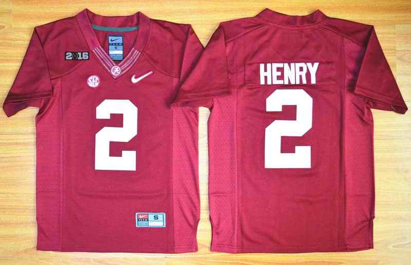 Crimson Tide #2 Derrick Henry Red 2016 National Championship Stitched Youth NCAA Jersey