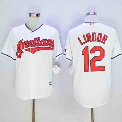 Indians #12 Francisco Lindor White New Cool Base Stitched MLB Jersey