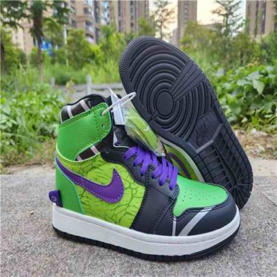 Women's Running Weapon Air Jordan 1 High Top Black/Green Shoes 0302