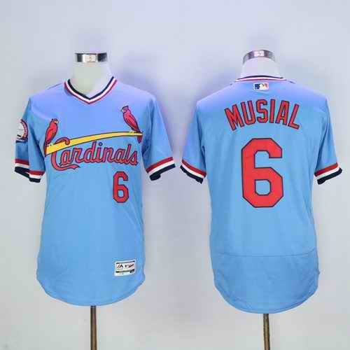 Cardinals #6 Stan Musial Light Blue Flexbase Authentic Collection Cooperstown Stitched MLB Jersey