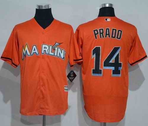 marlins #14 Martin Prado Orange New Cool Base Stitched MLB Jersey