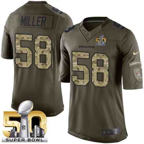 Nike Broncos #58 Von Miller Green Super Bowl 50 Men's Stitched NFL Limited Salute To Service Jersey