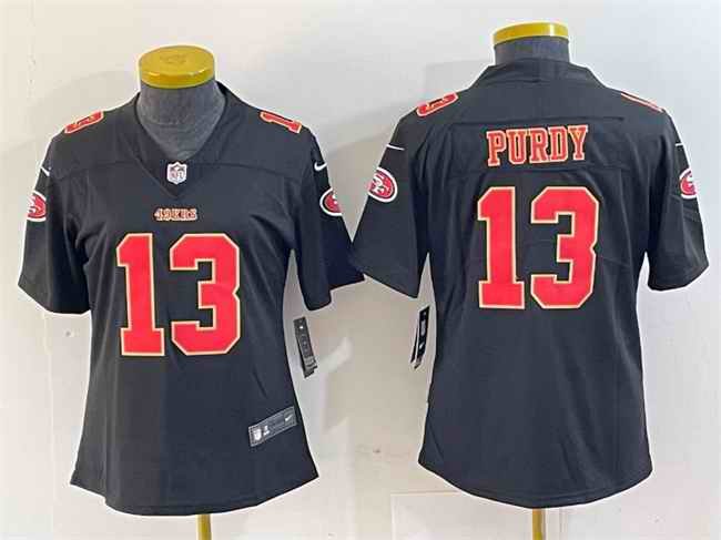 Women's San Francisco 49ers #13 Brock Purdy Black Stitched Jersey(Run Small)