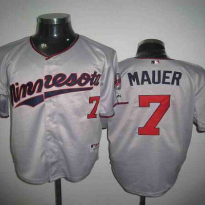 Twins #7 Joe Mauer Stitched Grey MLB Jersey