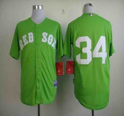 Red Sox #34 David Ortiz Green Cool Base Stitched MLB Jersey