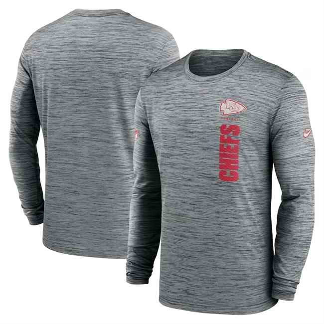 Men's Kansas City Chiefs Grey 2024 Sideline Team Velocity Performance Long Sleeve T-Shirt