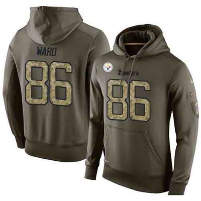 NFL Men's Nike Pittsburgh Steelers #86 Hines Ward Stitched Green Olive Salute To Service KO Performance Hoodie