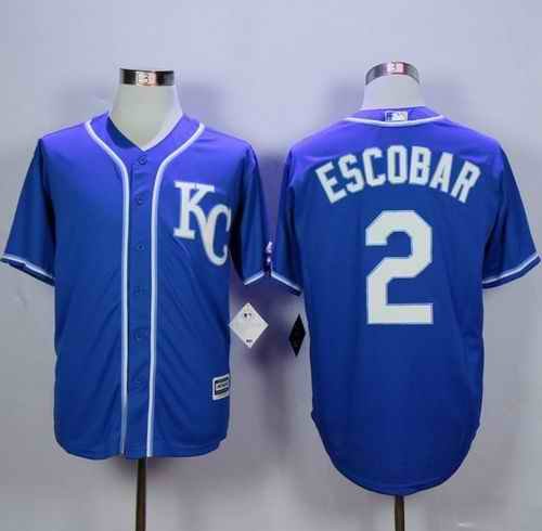 Royals #2 Alcides Escobar Blue Alternate 2 New Cool Base Stitched MLB Jersey