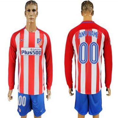 Atletico Madrid Personalized Home Long Sleeves Soccer Club Jersey