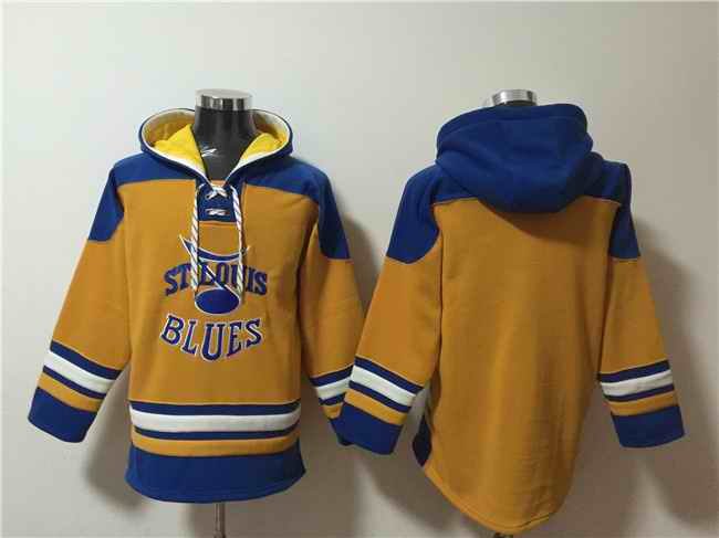 Men's St. Louis Blues Blank Yellow Ageless Must-Have Lace-Up Pullover Hoodie