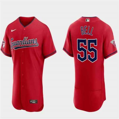 Men's Cleveland Guardians #55 Josh Bell Red Flex Base Stitched Jersey