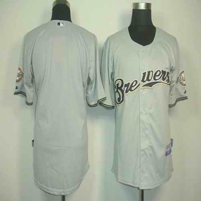 Brewers Blank Grey Cool Base Stitched MLB Jersey