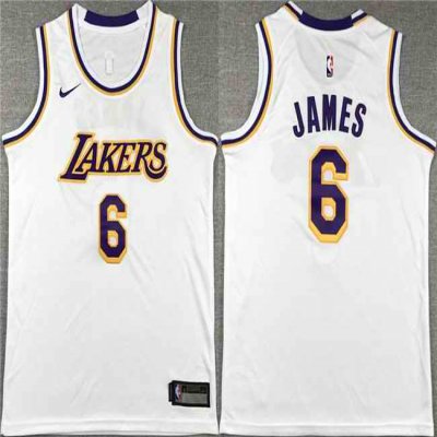 Youth Los Angeles Lakers #6 LeBron James White Stitched Basketball Jersey