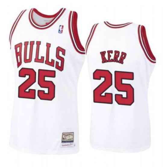 Men's Chicago Bulls #25 Steve Kerr White Throwback Stitched Jersey