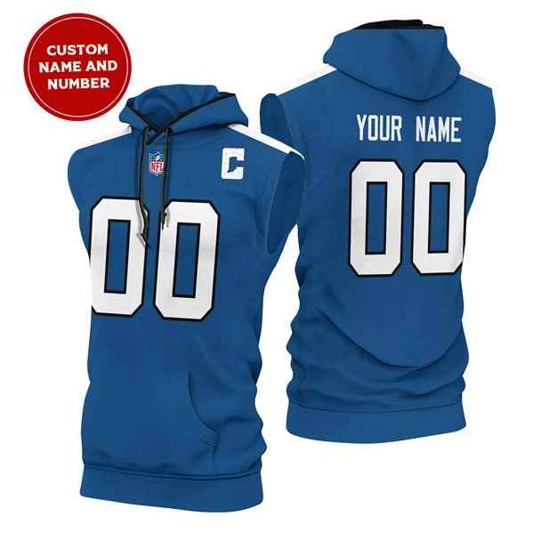 Men's Indianapolis Colts Customized Royal Limited Edition Sleeveless Hoodie