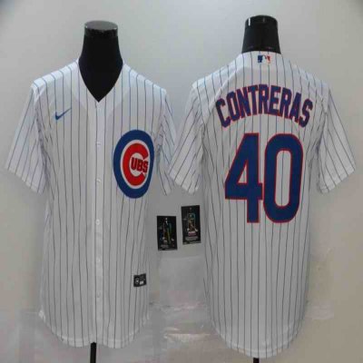 Men's Chicago Cubs #40 Willson Contreras White Cool Base Stitched MLB Jersey