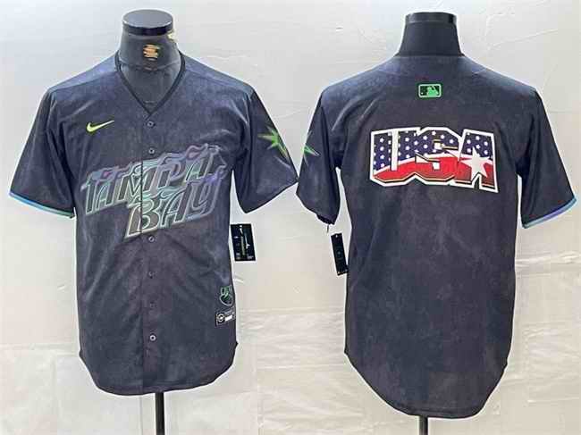 Men's Tampa Bay Rays Team Big Logo Charcoal 2024 City Connect Limited Stitched Baseball Jersey