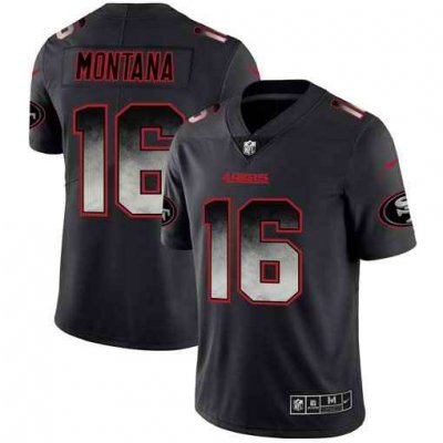 Men's San Francisco 49ers  #16 Joe Montana Black 2019 Smoke Fashion Limited Stitched NFL Jersey