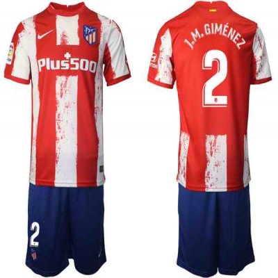 Men's Athletic De Madrid #2 Jos' Gim'nez Red/White Home Soccer Jersey Suit