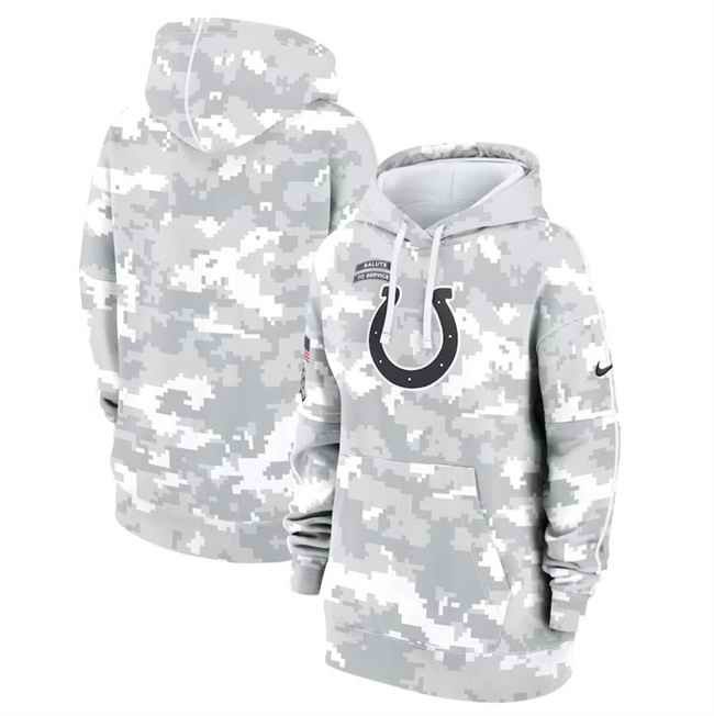 Women's Indianapolis Colts 2024 Arctic Camo Salute To Service Club Fleece Pullover Hoodie(Run Small)