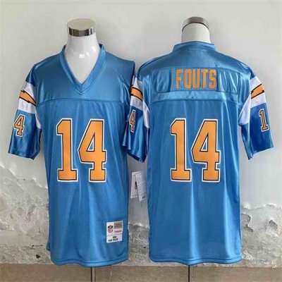 Men's Los Angeles Chargers #14 Dan Fouts Blue Throwback Stitched Jersey