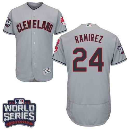 Indians #24 Manny Ramirez Grey Flexbase Authentic Collection 2016 World Series Bound Stitched MLB Jersey