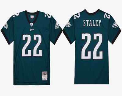 Men's Philadelphia Eagles #22 Duce Staley 2002 Green Stitched Jersey