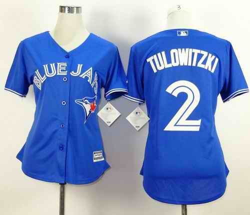 Blue Jays #2 Troy Tulowitzki Blue Alternate Women's Stitched MLB Jersey