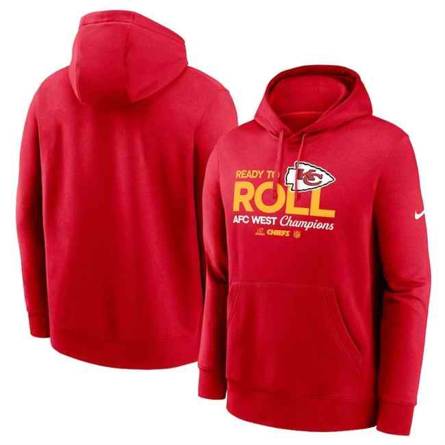 Men's Kansas City Chiefs Red 2024 AFC West Champions Locker Room Trophy Collection Pullover Hoodie