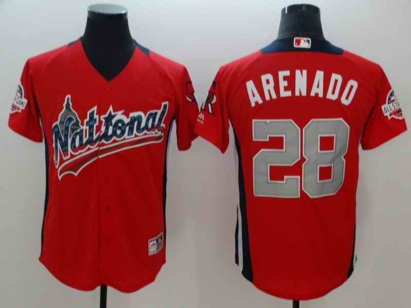 National League #28 Nolan Arenado Red 2018 MLB All-Star Game Home Run Derby Jersey