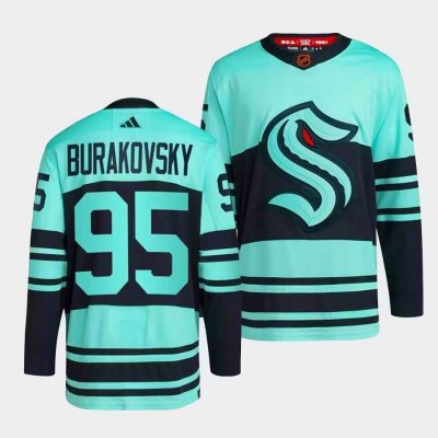 Men's Seattle Kraken #95 Andre Burakovsky Ice Blue 2022-23 Reverse Retro Stitched Jersey