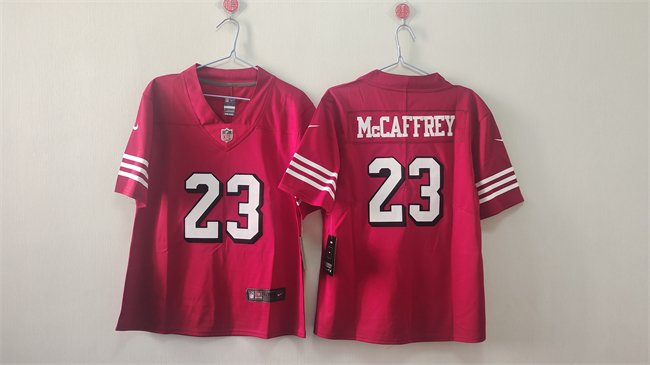 Women's San Francisco 49ers #23 Christian McCaffrey Red Alternate Stitched Jersey(Run Small)