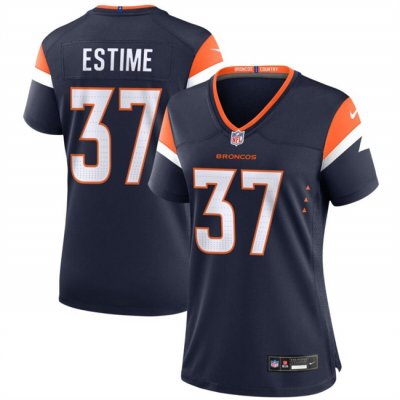 Women's Denver Broncos #37 Audric Estime Navy 2024 Alternate Stitched Jersey(Run Small)