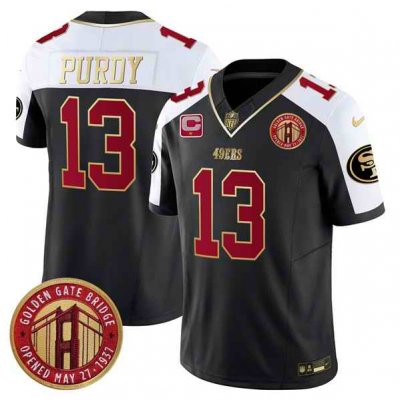 Men's San Francisco 49ers #13 Brock Purdy Balck F.U.S.E. Golden Gate Bridge With 1-Star C Patch Alternate Vapor Limited Stitched Football Jersey