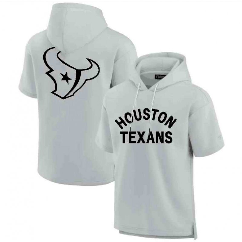 Men's Houston Texans Gray Super Soft Fleece Short Sleeve Hoodie