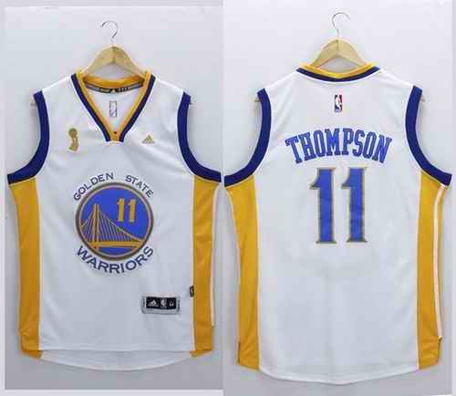 Warriors #11 Klay Thompson White New Champions Stitched NBA Jersey