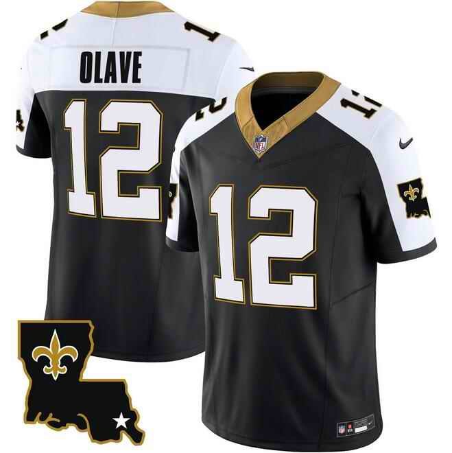 Men's New Orleans Saints #12 Chris Olave Black White 2023 F.U.S.E. 1987 Legacy Vapor Stitched Jersey