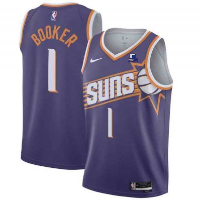 Men's Phoenix Suns #1 Devin Booker Purple 2023 Icon Edition Stitched Basketball Jersey