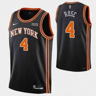 Men's New Yok Knicks #4 Derrick Rose 2021/2022 75th Anniversary Black Stitched Jersey