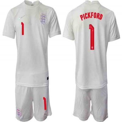 Men's England #1 Pickford White Home Soccer Jersey Suit