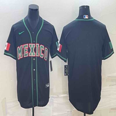 Men's Mexico Baseball Blank 2023 Black World Baseball Classic Stitched Jersey